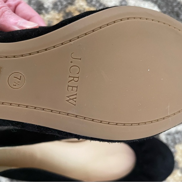 J. Crew Sued Black Flats Size 7 1/2 Retail $150 New! - Picture 2 of 4